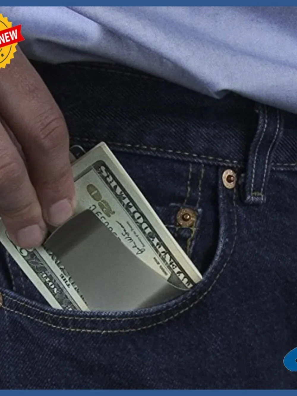 Slim Stainless Steel Money Clip with Card Holder, Ultra Thin Design